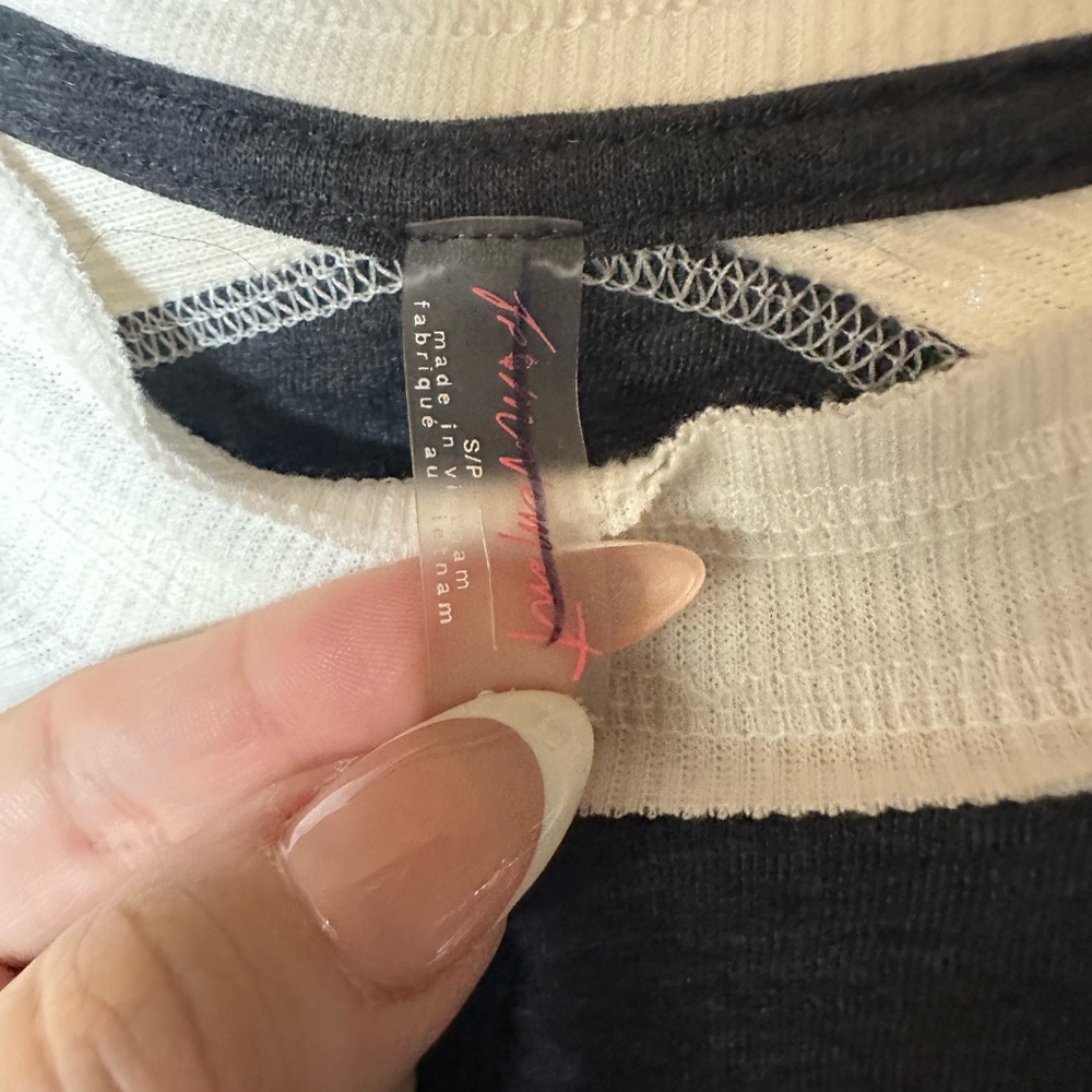 NWOT Free People All About It Long Sleeve Top in Dark Grey/White, S - Picture 6 of 7